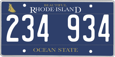 RI license plate 234934