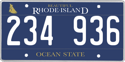 RI license plate 234936
