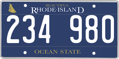 RI license plate 234980