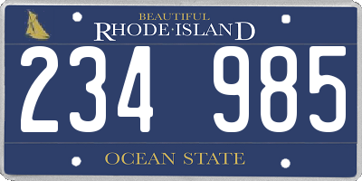 RI license plate 234985
