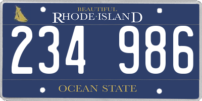 RI license plate 234986