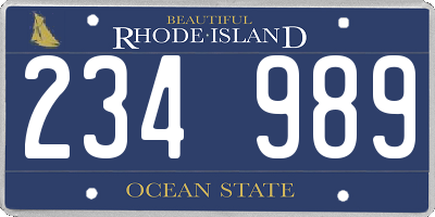 RI license plate 234989