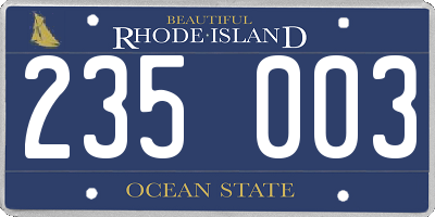 RI license plate 235003