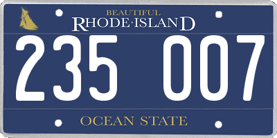 RI license plate 235007