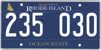 RI license plate 235030