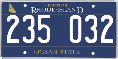RI license plate 235032