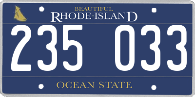 RI license plate 235033