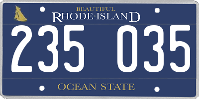 RI license plate 235035