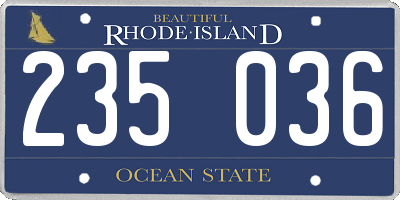 RI license plate 235036