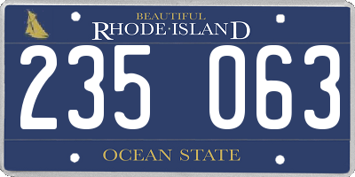 RI license plate 235063
