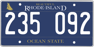 RI license plate 235092