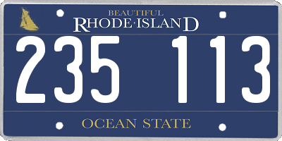 RI license plate 235113