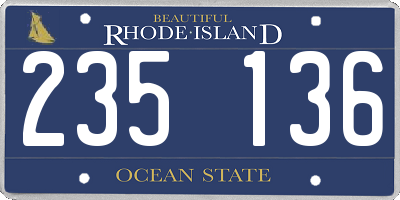 RI license plate 235136