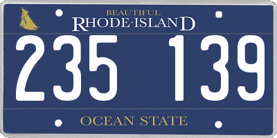 RI license plate 235139