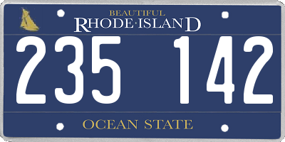 RI license plate 235142