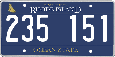 RI license plate 235151
