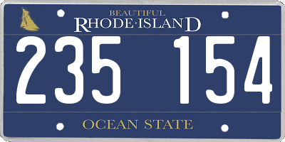 RI license plate 235154