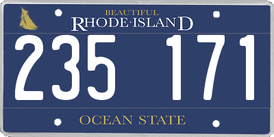 RI license plate 235171