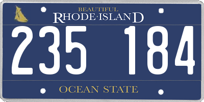 RI license plate 235184