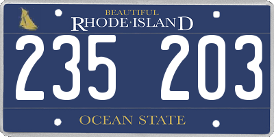 RI license plate 235203