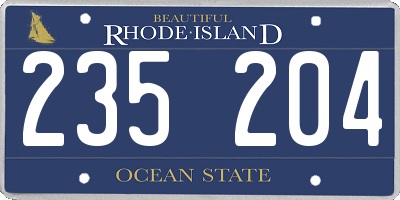 RI license plate 235204
