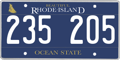 RI license plate 235205