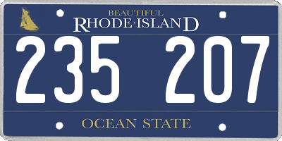 RI license plate 235207