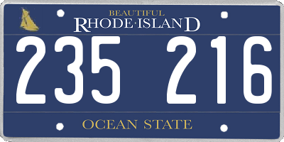 RI license plate 235216