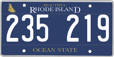 RI license plate 235219