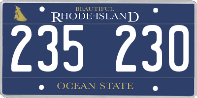 RI license plate 235230