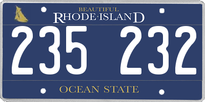 RI license plate 235232
