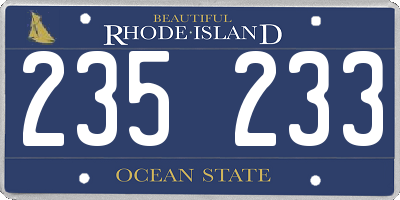 RI license plate 235233