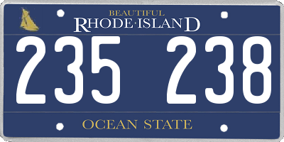 RI license plate 235238