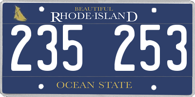 RI license plate 235253