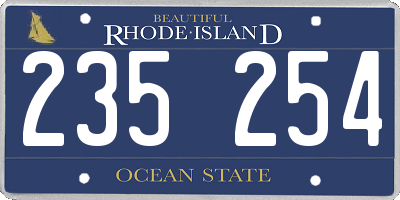 RI license plate 235254