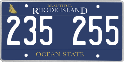 RI license plate 235255