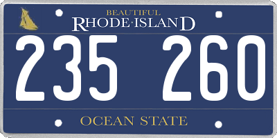 RI license plate 235260