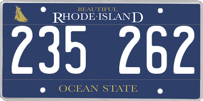 RI license plate 235262