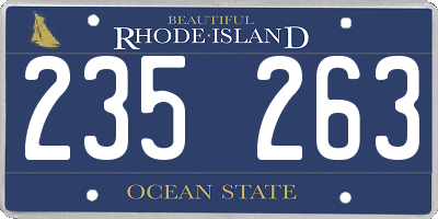 RI license plate 235263