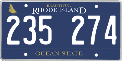 RI license plate 235274