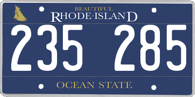 RI license plate 235285