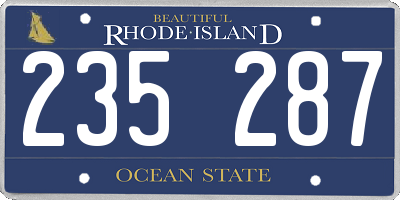 RI license plate 235287