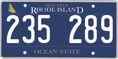 RI license plate 235289