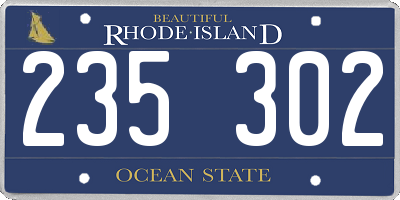RI license plate 235302