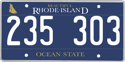 RI license plate 235303