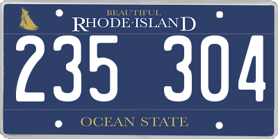 RI license plate 235304
