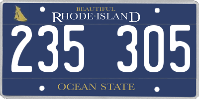 RI license plate 235305
