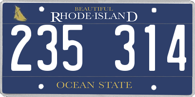RI license plate 235314