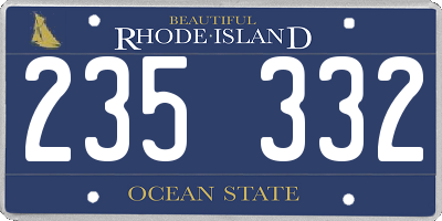 RI license plate 235332