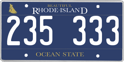 RI license plate 235333